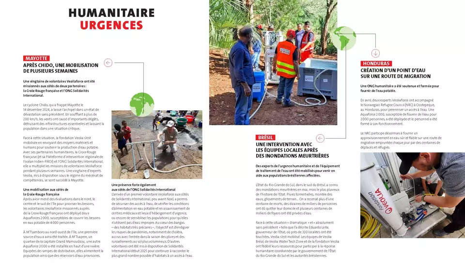 Fondation Veolia - Rapport annuel 2024, Missions d'urgences humanitaires