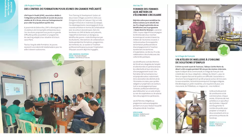 Fondation Veolia - Rapport annuel 2024, projets soutenus, Insertion et lien social