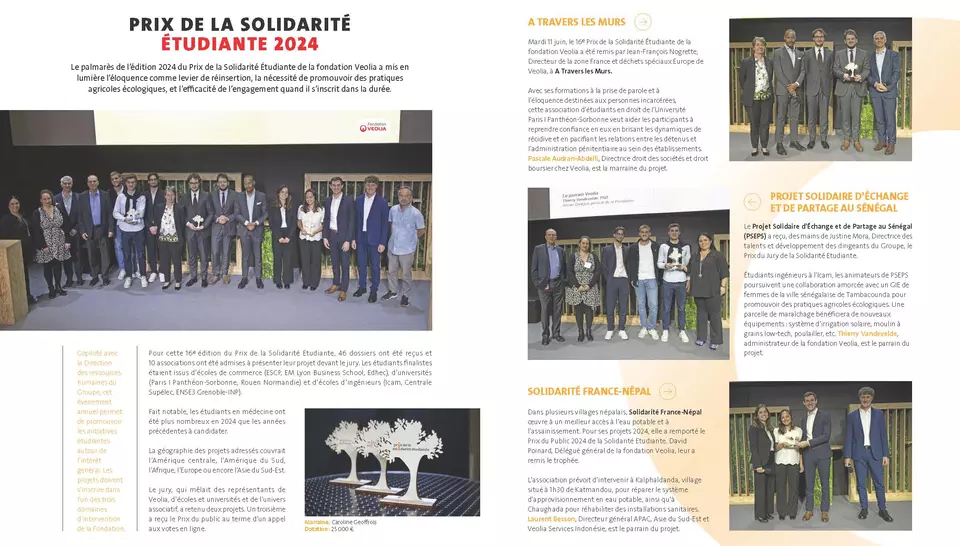 Fondation Veolia - Rapport annuel 2024, Prix de la Solidarité Etudiante