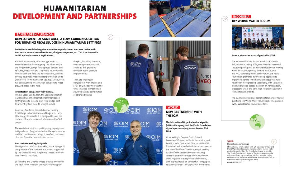 Veolia Foundation - 2024 Activity Report, Humanitarian partnerships