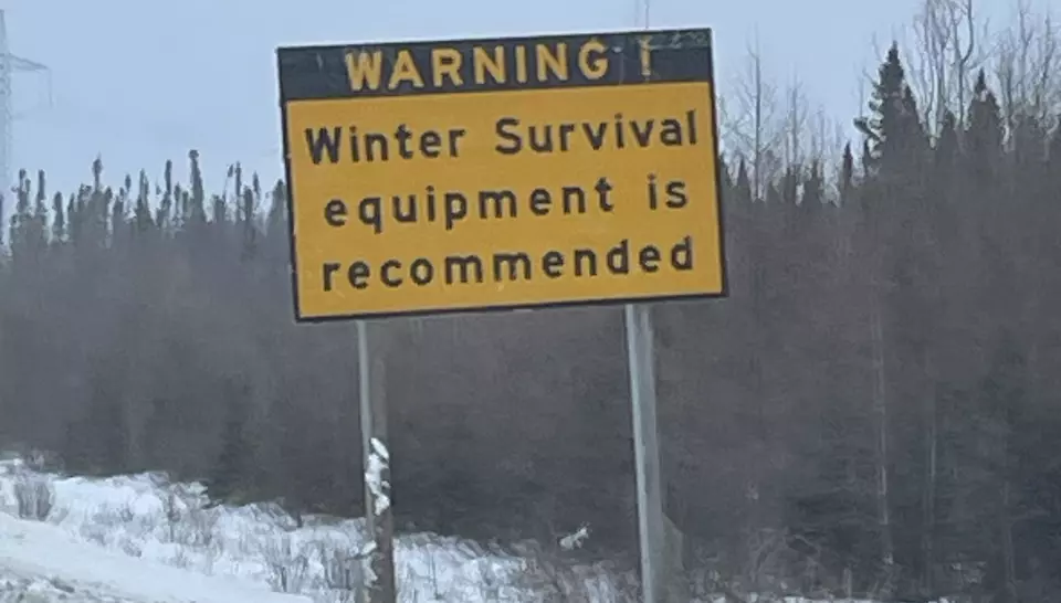 Road sign: “Caution, extreme cold”