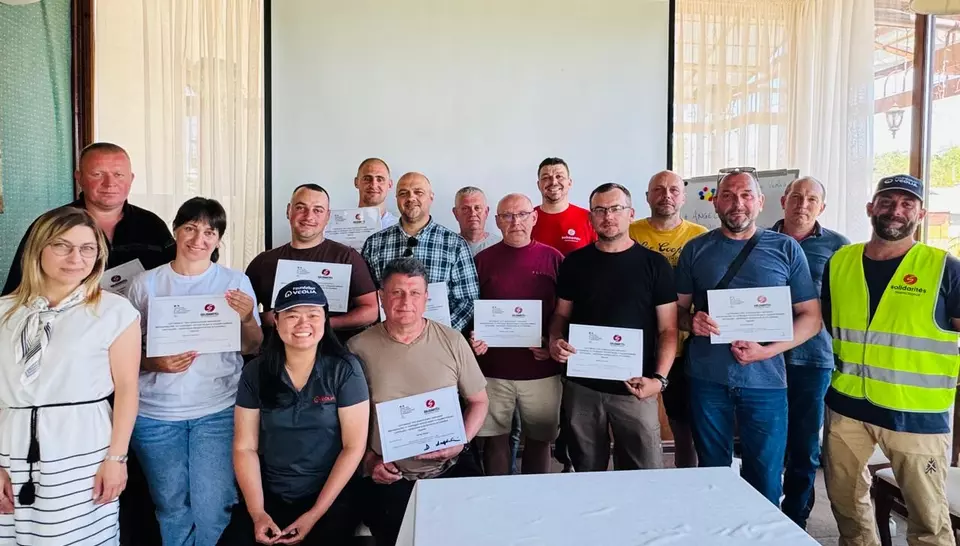 Training in a Veoliaforce mission, Ukraine, with Julien de Sousa and Angela Currie, 2026