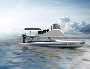 Plastic Odyssey - prototype vu de côté - Crédits : Collectif VOUS