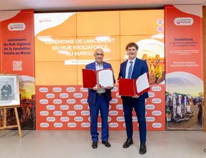 Dr. Mohammed Bendali (Croissant-Rouge Marocain) et David Poinard (Fondation Veolia)