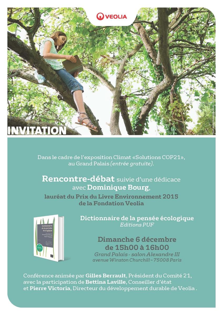 Prix du Livre Environnement - Invitation rencontre débat COP21