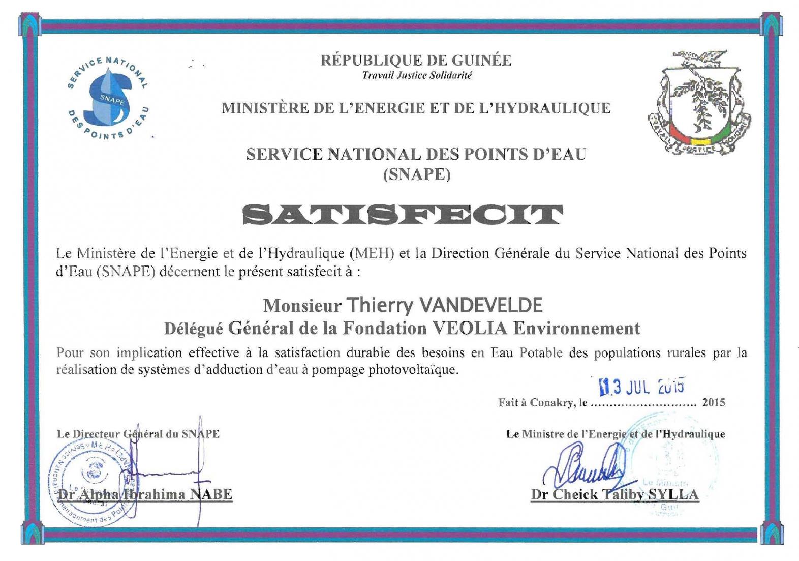 Satisfecit Guinée