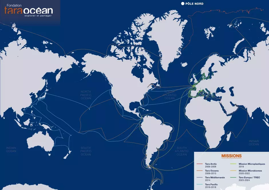Carte des expéditions menées par la Fondation Tara Océan